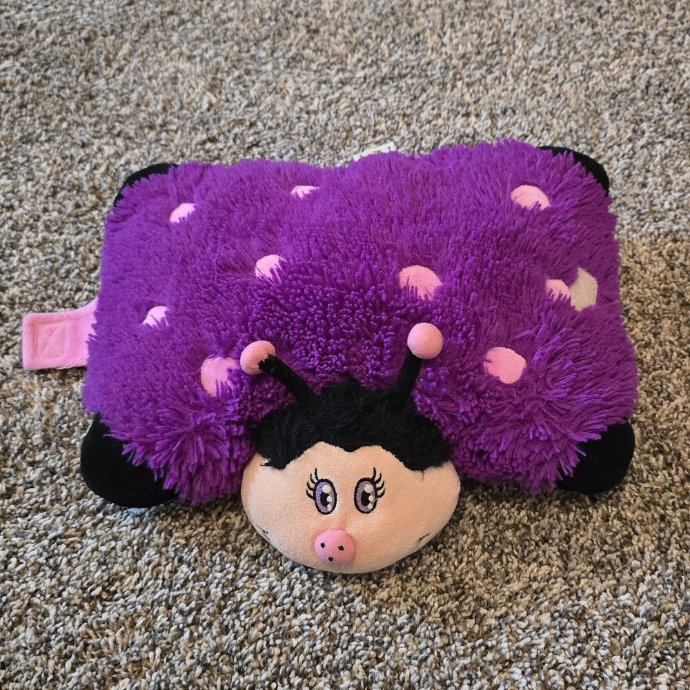 Pillow Pets Pee-Wees 2010‎ Ladybug Plush Purple Pink Polka Dot Small Limited Ed